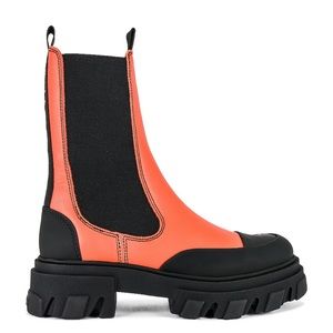 Ganni Cleated Mid Chelsea Boot in Paprika